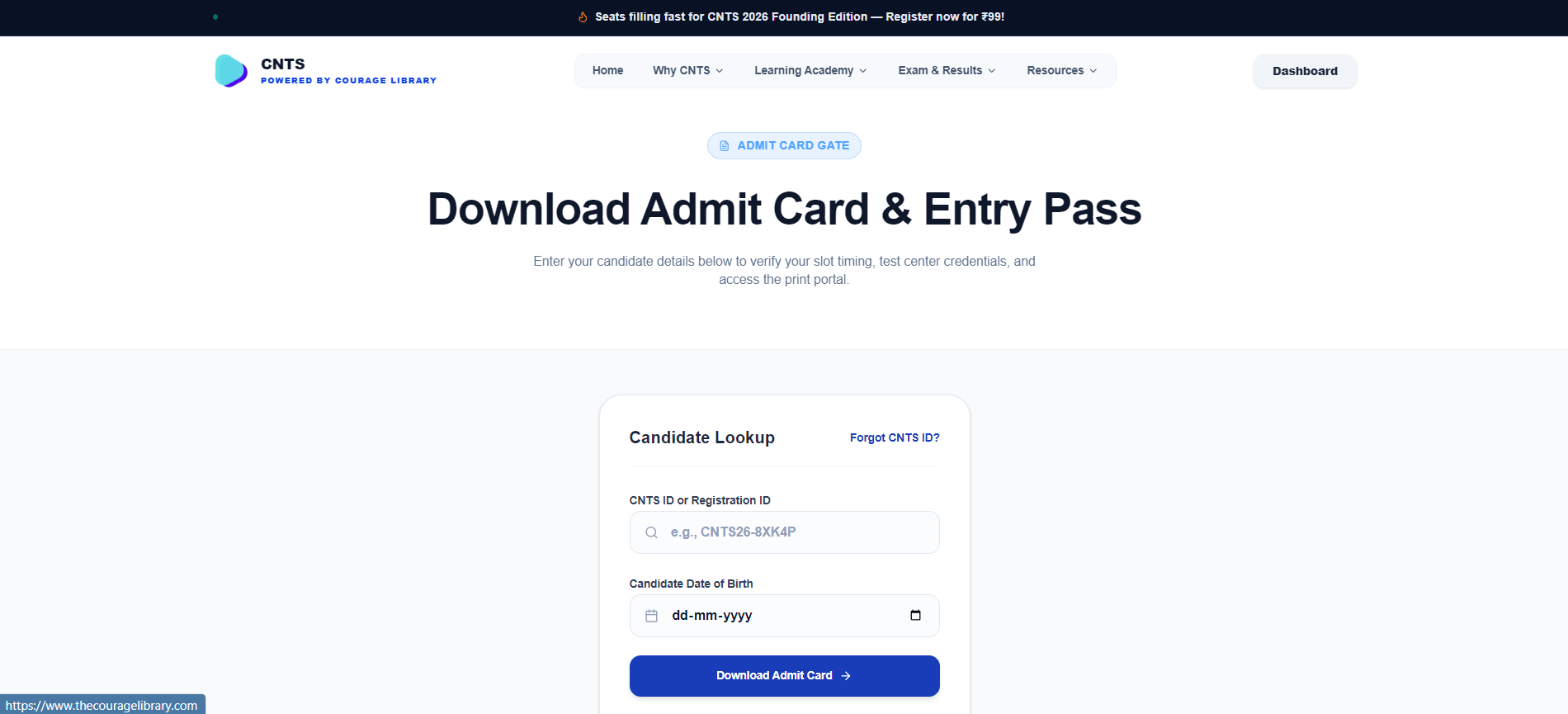 Courage CNTS payment confirmation