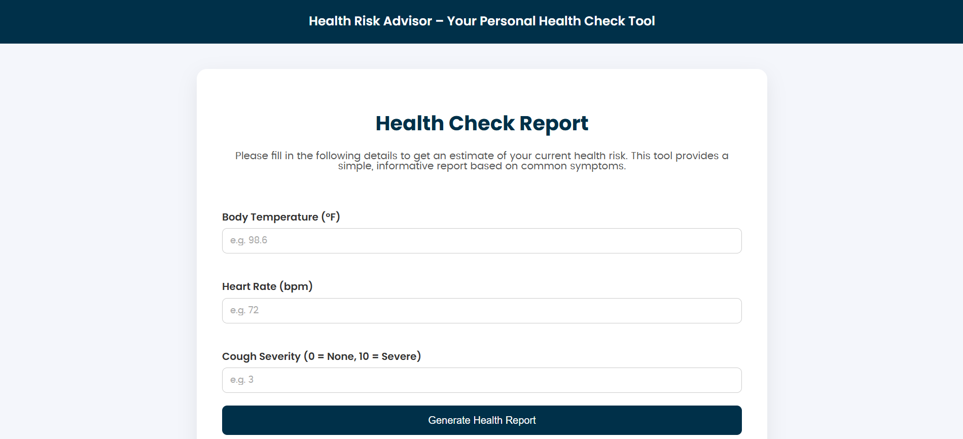 Health Risk Advisor